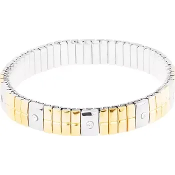Náramek Náramek z oceli 316L, dvoubarevný, úzké a širší obdélníky, zirkony, zářez