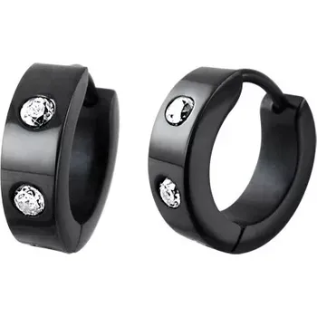 Náušnice Náušnice z chirurgické oceli, černý odstín, dva kulaté čiré zirkonky