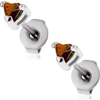 Náušnice Náušnice z oceli 316L, srdíčko ze syntetického opálu, různobarevné odlesky, 3 mm