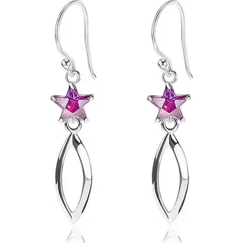Náušnice Stříbrné 925 náušnice, fialová zirkonová hvězdička, lesklý obrys zrnka