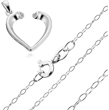 Náhrdelník Náhrdelník, neúplný obrys srdce se zirkony na řetízku z oválných oček