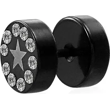 Piercing Anodizovaný fake plug do ucha - hvězda, zirkony