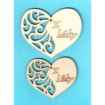 Stavební deska Výřez z překližky, SR04/1, SRDCE, NÁPIS Z LÁSKY-velké, 9x7,5cm, 1ks