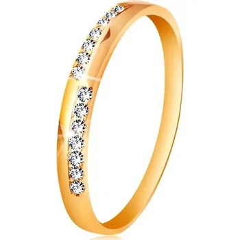 Prsten Zlatý prsten 585 - úzké linie z čirých blýskavých zirkonků, vysoký lesk - Velikost: 56
