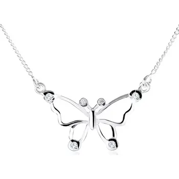 Náhrdelník Stříbrný náhrdelník 925, obrys motýla ozdobený čirými zirkony