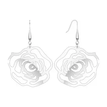 Náušnice Ocelové náušnice - vyřezávaná růže na háčku