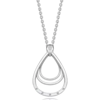 Náhrdelník Briliantový náhrdelník ze stříbra 925 - trojitý obrys slzy, kulaté brilianty