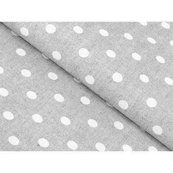 Dekorační látka Porto PRT-018 Bílé puntíky na šedém režném - šířka 140 cm