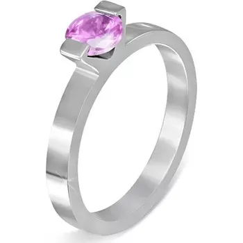 Prsten Ocelový prsten - měsíční kámen "Říjen", dva úchyty - Velikost: 57