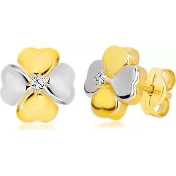 Náušnice Náušnice ve 14K kombinovaném zlatě - symbol štěstí se zirkonem, puzetky