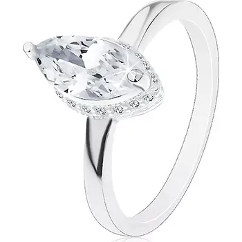 Prsten Stříbrný prsten 925, zrnkovitý zirkon čiré barvy v dekorativním kotlíku - Velikost: 62