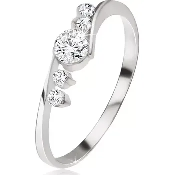 Prsten Stříbrný prsten 925, čirý zirkon, dva kamínky vedle ramen - Velikost: 64