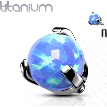 Piercing Dílek do implantátu z titanu, kulička v pouzdře, syntetický opál, závit, různé barvy, 4 mm - Barva piercing: Bílá