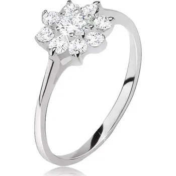 Prsten Prsten ze stříbra 925, květ z čirých broušených kamínků - Velikost: 51