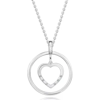 Náhrdelník Náhrdelník ze stříbra 925 - čiré diamanty, obrysy srdce a kruhu