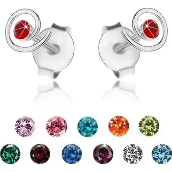 Náušnice Stříbrné 925 náušnice, blýskavá spirála, barevný krystalek Swarovski - Barva: Tanzanit