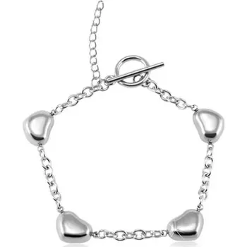 Náramek Náramek z oceli 316L, čtyři lesklá vypouklá srdíčka, stříbrná barva