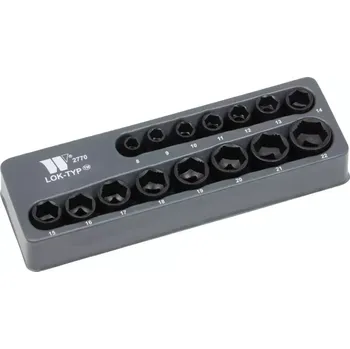 Gola hlavice Nástrčné hlavice 3/8", Lok-TYP, 8-22 mm, 6 hran, sada 15 dílů, Welzh (Welzh Werkzeug)
