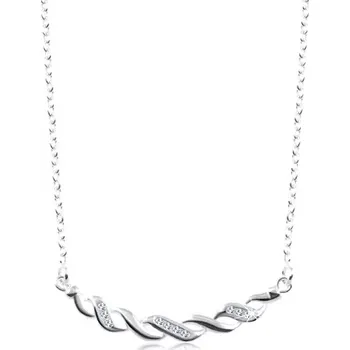 Náhrdelník Stříbrný 925 náhrdelník, dvě propletené vlnky - hladká a zirkonová