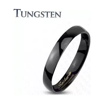Prsten Wolframový hladký černý prsten, vysoký lesk, 2 mm - Velikost: 59