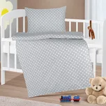 Dětské povlečení do postýlky PUNTÍK ŠEDÁ BÍLÁ, bavlna hladká, 90x135cm + 45x60cm