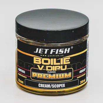 Boilies Jet Fish Premium clasicc boilie v dipu 200ml - 20 mm Příchutě: Cream/Scopex Získejte slevu -5% za registraci v e-shopu