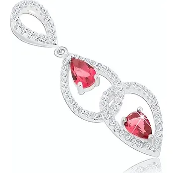Přívěsek Přívěsek, stříbro 925, slzičkovité obrysy zdobené čirými a růžovými zirkony
