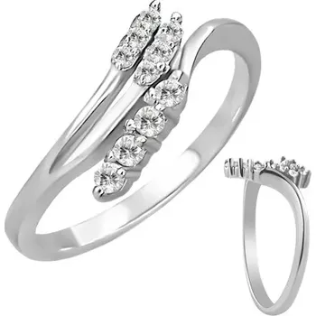 Prsten Ocelový prsten - rozvětvení se zirkony - Velikost: 52