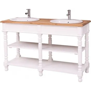 Koupelnový nábytek Koupelnová skříňka pro 2 umyvadla Luna 657 - bílá/hnědá