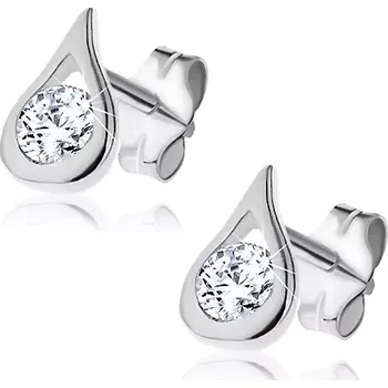 Náušnice Stříbrné náušnice 925 - čirý zirkon v lesklé slzičce