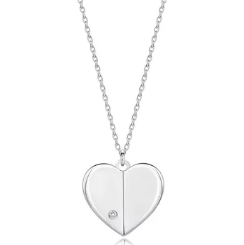 Náhrdelník Diamantový náhrdelník ze stříbra 925 - srdce s vyvýšenými boky, kulatý briliantový brus
