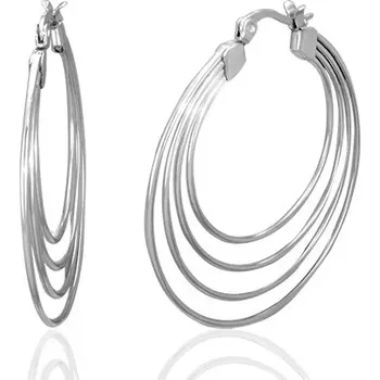 Náušnice Náušnice z chirurgické oceli, stříbrná barva, čtyři kruhy