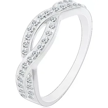 Prsten Prsten ze stříbra 925 - proplétaný vzor s čirými zirkony - Velikost: 54