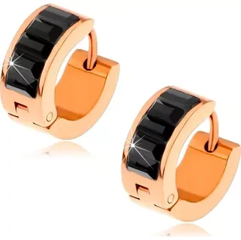 Náušnice Náušnice z chirurgické oceli, měděná barva, černé broušené obdélníky