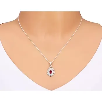 Přívěsek Přívěsek ze stříbra 925, kontura zašpičatělé kapky, oválný červený zirkon, třpytivý lem