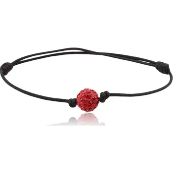 Náramek Náramek Shamballa, černá šňůrka s červenou zirkonovou kuličkou