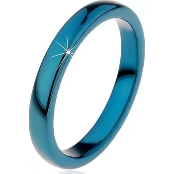 Prsten Prsten z wolframu - hladký modrý kroužek, zaoblený, 3 mm - Velikost: 65