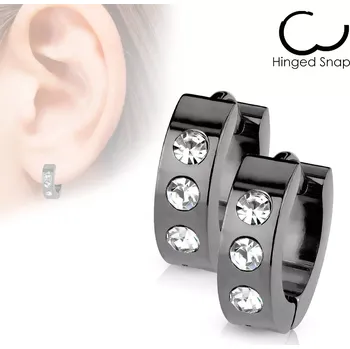 Náušnice Náušnice z chirurgické oceli - tři zirkony čiré barvy - Barva: Měděná