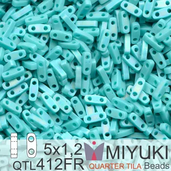 Korálek Korálky Miyuki QuarterTila. Barva Matte Opaque Turquoise Green AB QTL 412FR Balení 3g