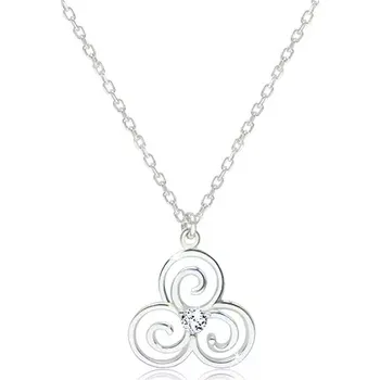 Náhrdelník Lesklý náhrdelník ze stříbra 925 - keltský symbol Triskelion s čirým zirkonem