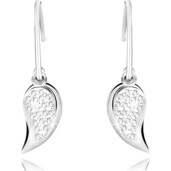 Náušnice Stříbrné náušnice 925 - zářivé křídélko se zirkony a zrcadlově lesklé křídlo