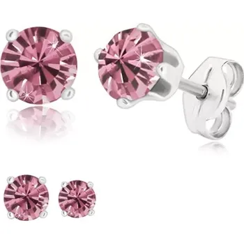 Náušnice Náušnice ze stříbra 925 - blýskavý kulatý zirkon v kotlíku, tanzanitová barva, puzetky - Velikost zirkonu: 4 mm