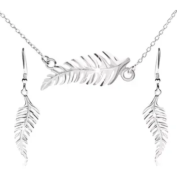 Souprava šperků Souprava náhrdelníku a visacích náušnic, kapradí, ze stříbra 925
