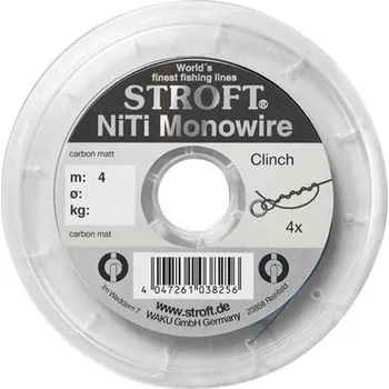 STROFT lanko NiTi Monowire 0.12mm 1.30kg, 4 m (Rybářské lanko na dravce na dravce vyrobené ze slitin niklu a titanu, na kterém uděláte pevný uzel.)