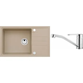 Granitový dřez Alveus Set Intermezzo 130 Granitový dřez s odkapem 780x450 mm + baterier Ruta, béžová, SETA342
