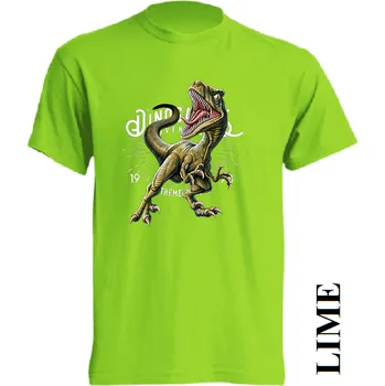 Chlapecké tričko detske-levne-bavlnene-tricko-potisk-dinosaurus-raptor Barva: Lime - limetková, velikost: 116