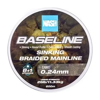 Nash Splétaná Šňůra Baseline Sinking Braid Camo 600 m - 0,24 mm 11,33 kg
