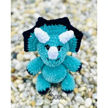 DIY - Triceratops Dinoušek šalvějově modrý ("Udělej si sám" balíček s návodem)