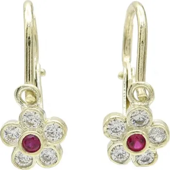 Náušnice Dětské zlaté náušnice se zirkony květinky 35005R, 0.95 g