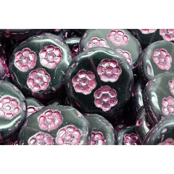 Korálek Korálky mince s kvítky 3051 (21 mm)